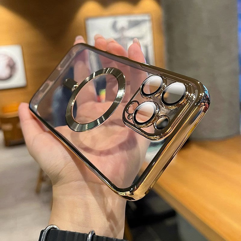 Luxo magnético para magsafe carga sem fio chapeamento caso claro para iphone 11